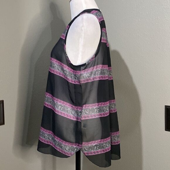 NWT American Eagle Sheer Sleeveless Striped Blouse - Picture 6 of 8